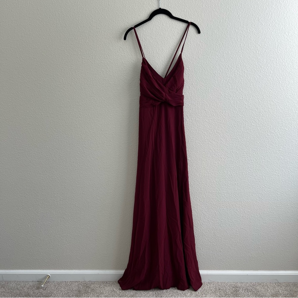 NWT Lulus Event Ready Burgundy Backless Lace-Up Maxi Dress Evening Formal MD - Picture 4 of 10